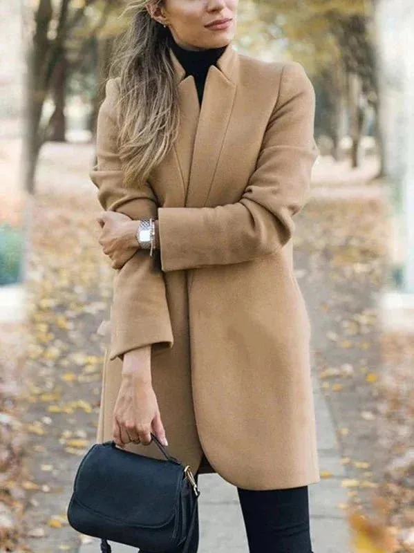 Wenkouban-Winter outfits Christmas Stand Collar Open Stitch Long Formal Autumn Overcoat