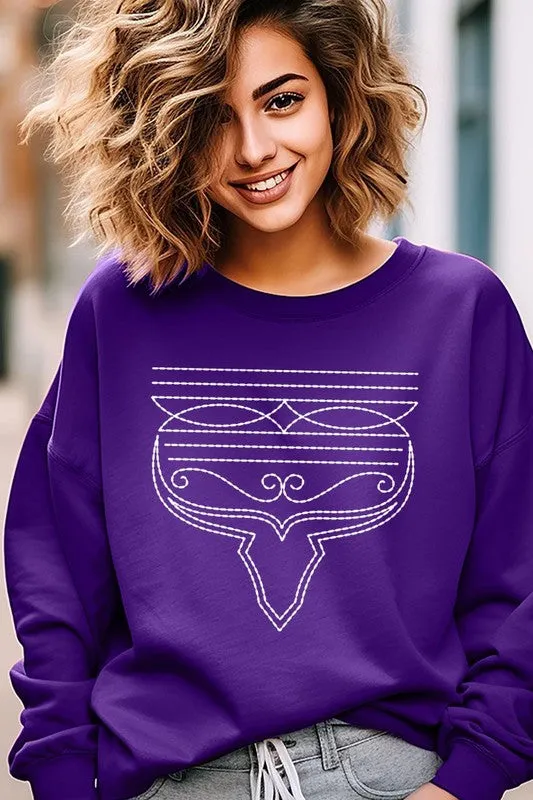 Western Boot Stitch Graphic Fleece Sweatshirts