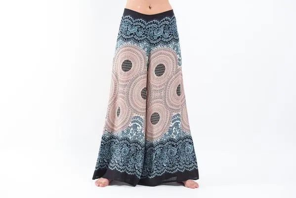 Womens Geometric Mandalas Palazzo Pants in Silver Gray