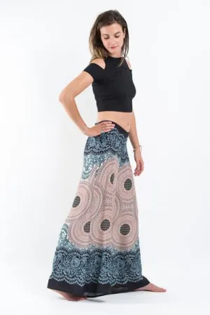 Womens Geometric Mandalas Palazzo Pants in Silver Gray