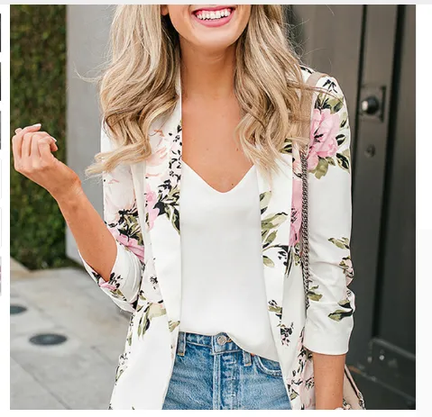 Women's Long Sleeve Printed Blazer- GlamzLife