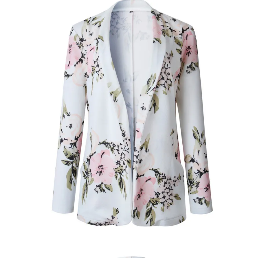 Women's Long Sleeve Printed Blazer- GlamzLife