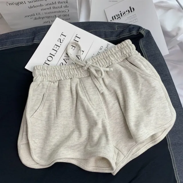 Women's Loose Summer Shorts Solid Colors High with Elastic High Waist