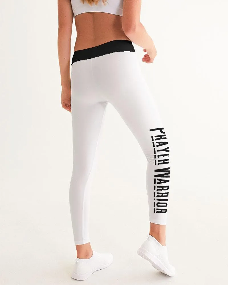 Women's Yoga Pants, Prayer Warrior Graphic - White & Black / Wy658-241