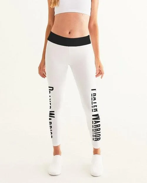 Women's Yoga Pants, Prayer Warrior Graphic - White & Black / Wy658-241