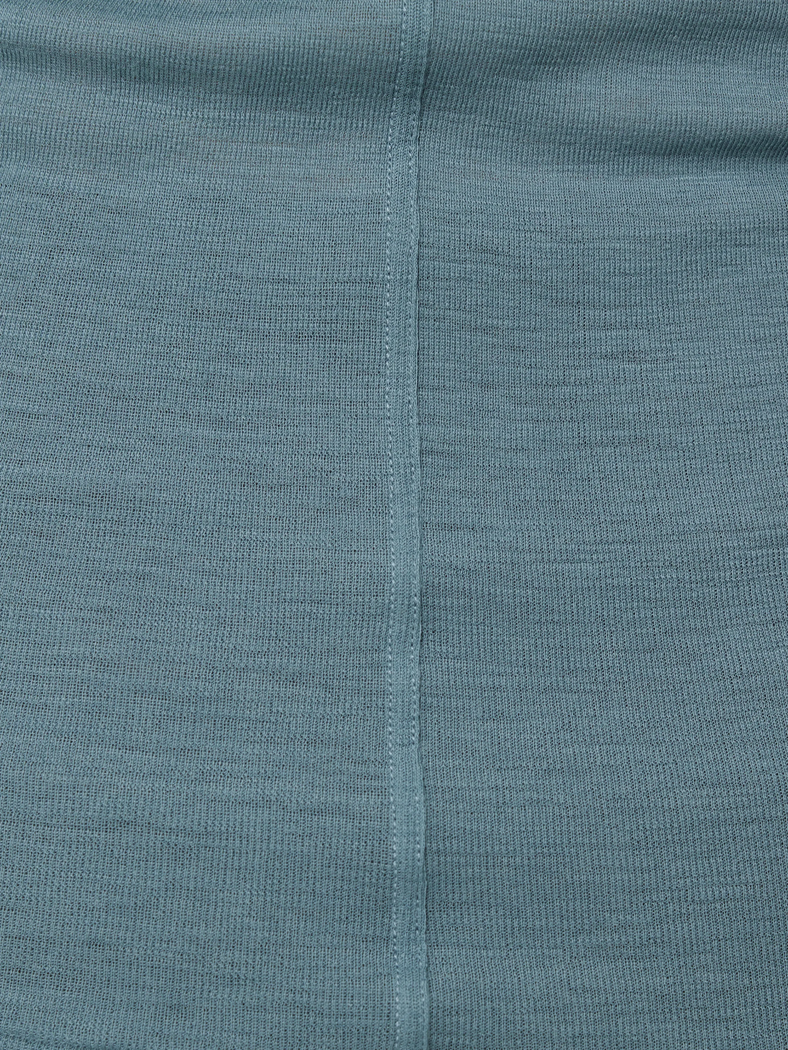 Wool Jersey Polo Neck Top | Water Blue